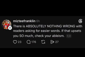 Bluesky post about ableism and reading comprehension by mizteefranklin